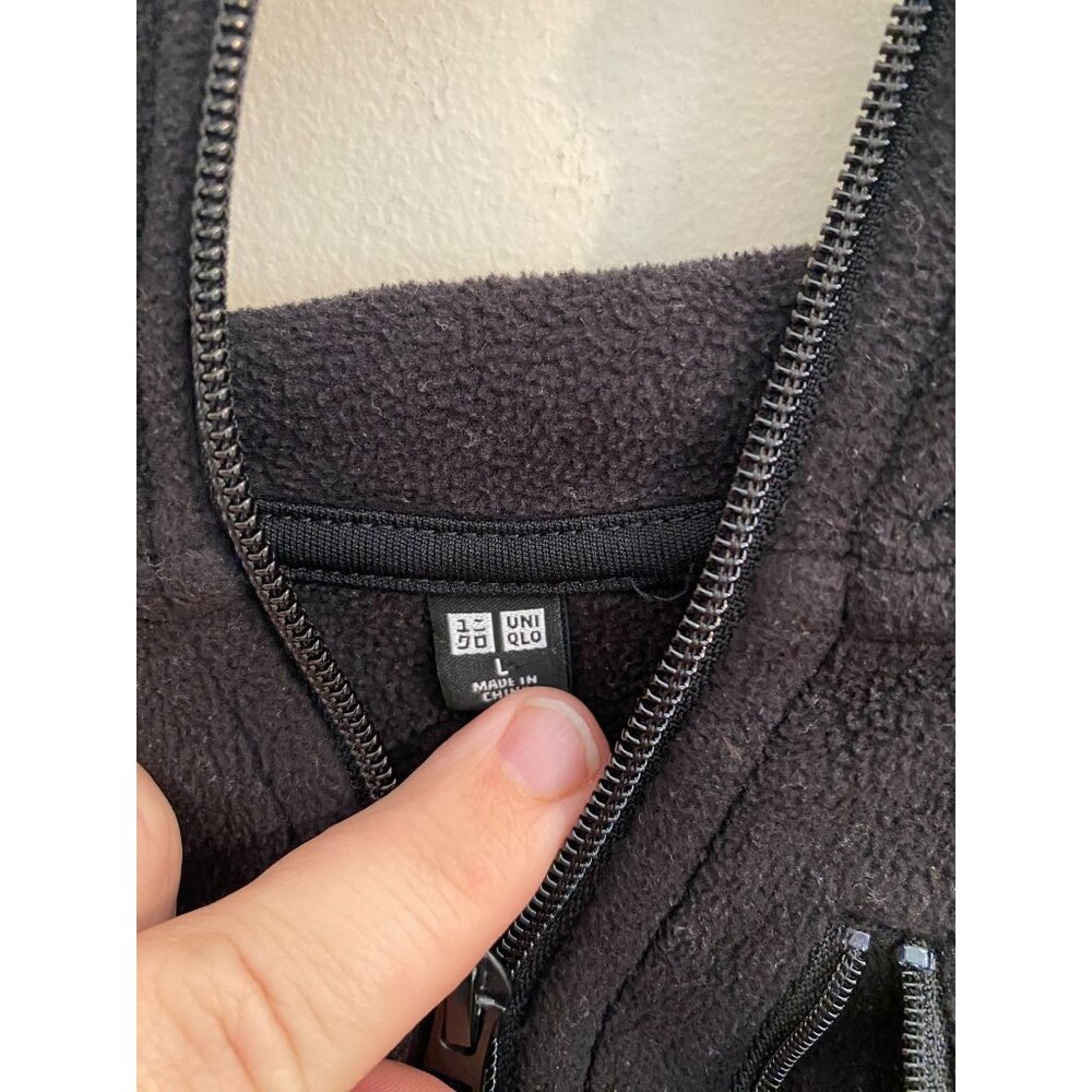Women's Uniqlo Black 3-Pocket Full Zip Hoodie Sweatshirt Size Large - Picture 2 of 4